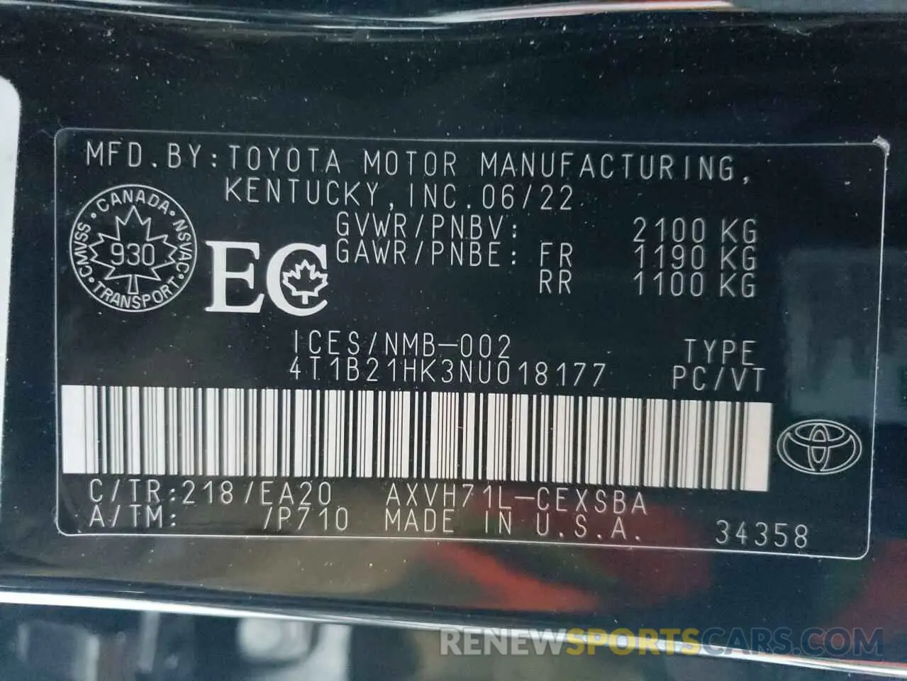 12 Фотография поврежденного автомобиля 4T1B21HK3NU018177 TOYOTA CAMRY 2022