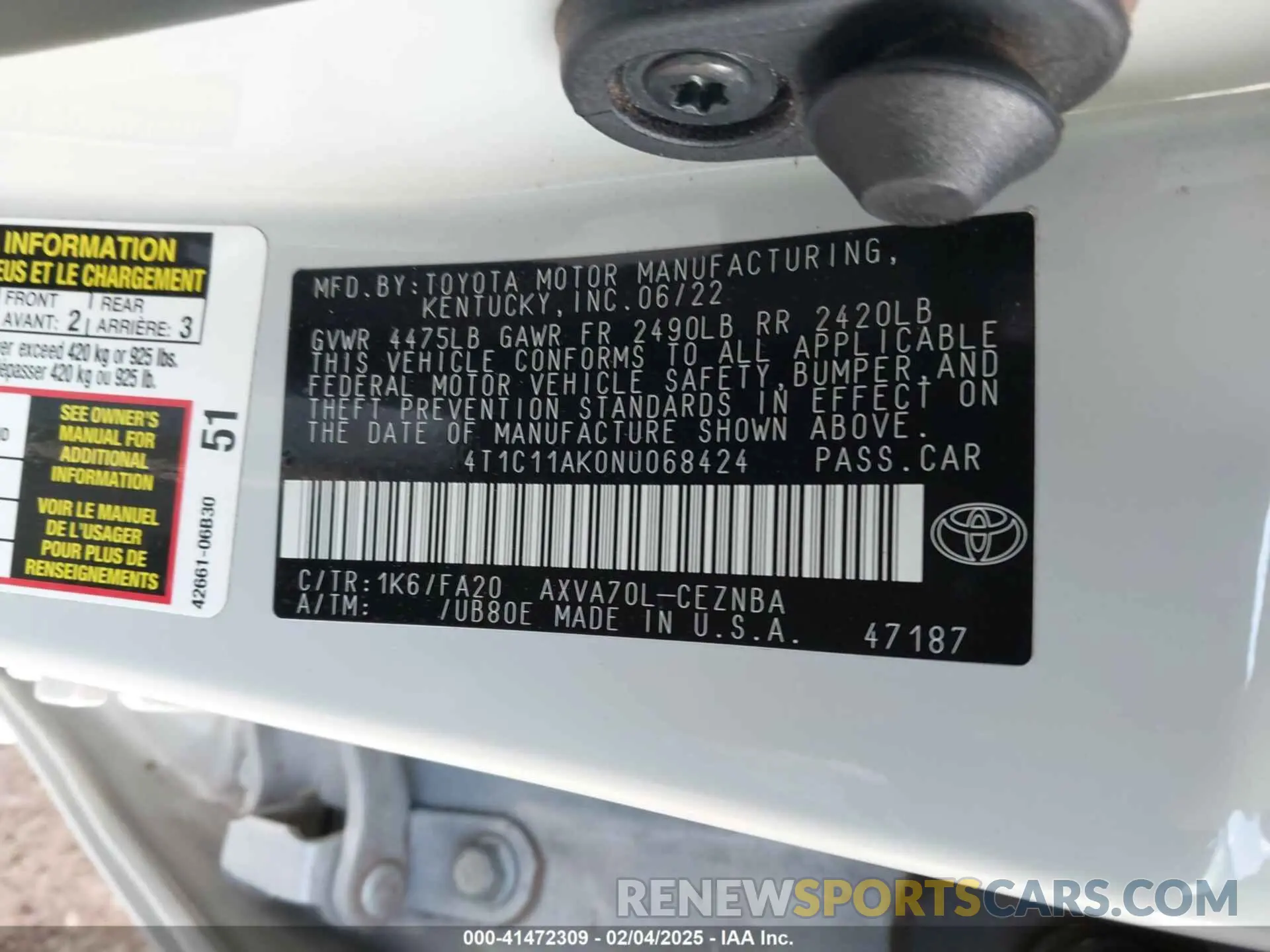 9 Photograph of a damaged car 4T1C11AK0NU068424 TOYOTA CAMRY 2022