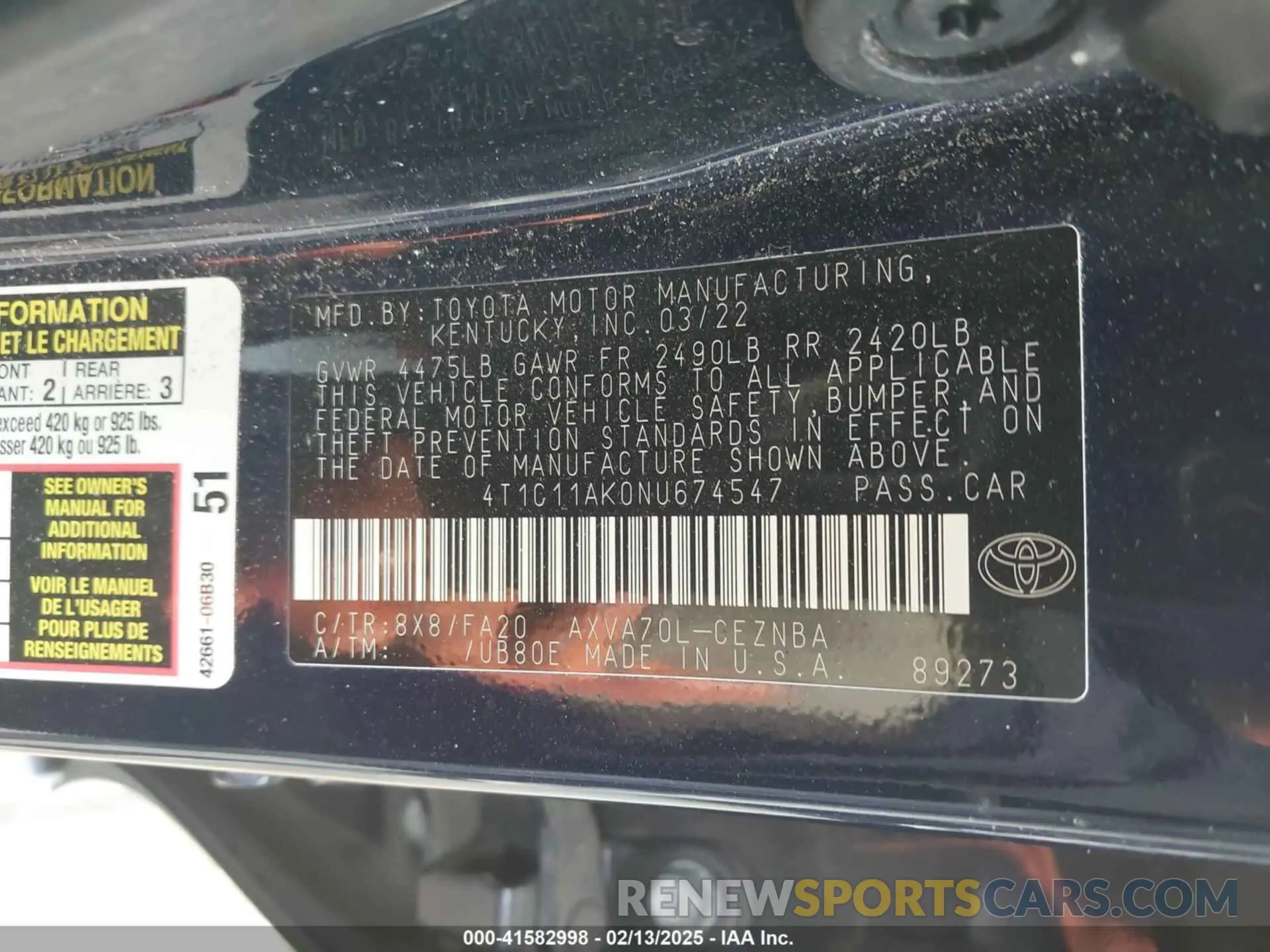9 Photograph of a damaged car 4T1C11AK0NU674547 TOYOTA CAMRY 2022