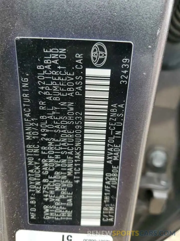 12 Фотография поврежденного автомобиля 4T1C11AK5NU009532 TOYOTA CAMRY 2022