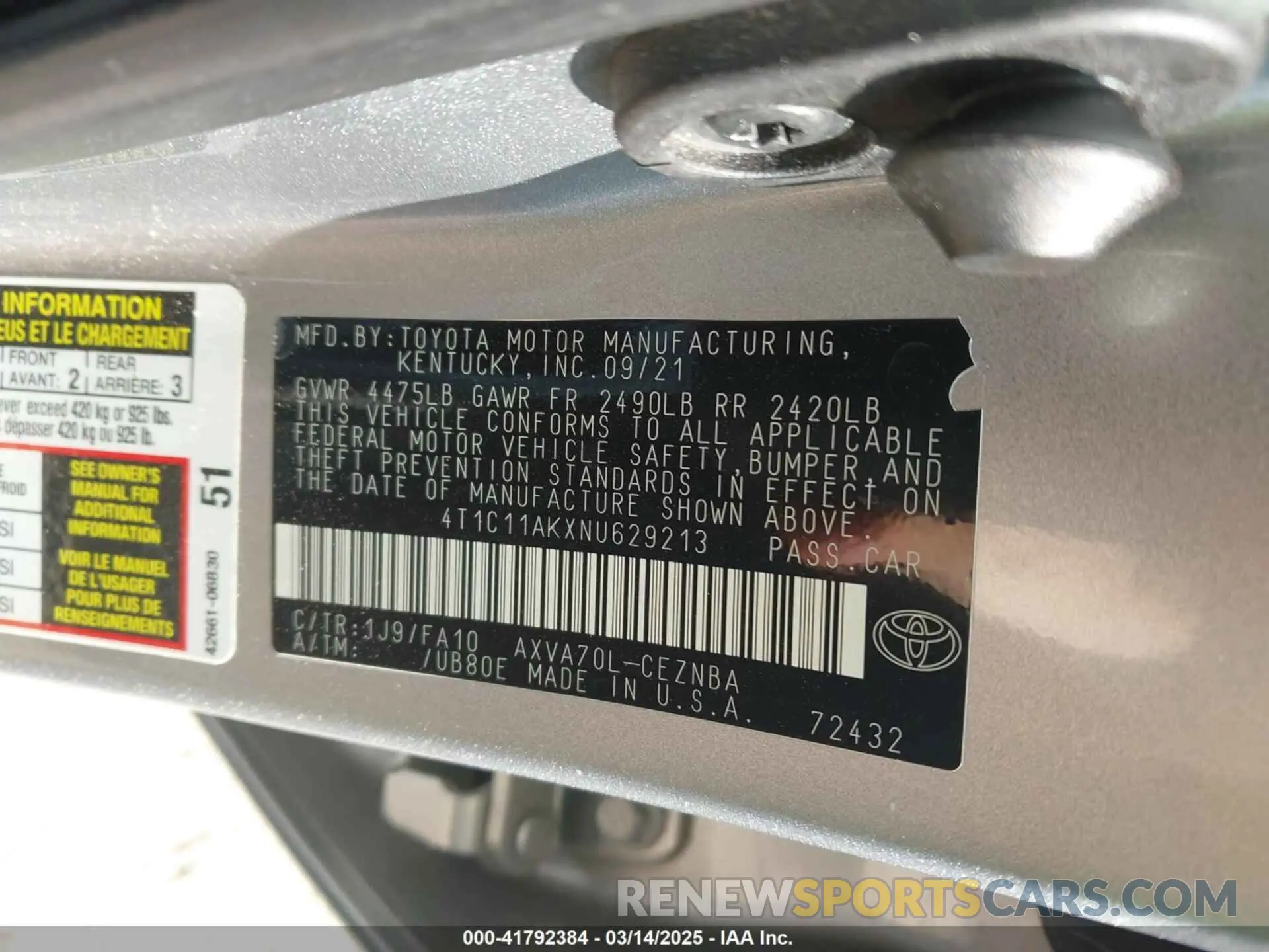 9 Photograph of a damaged car 4T1C11AKXNU629213 TOYOTA CAMRY 2022