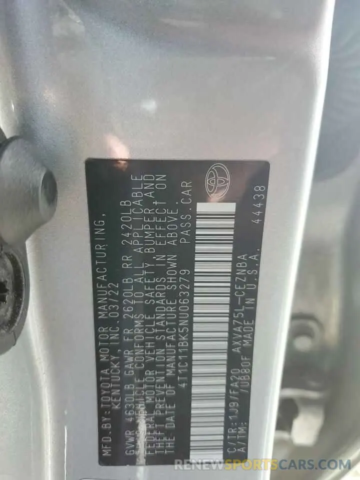 12 Photograph of a damaged car 4T1C11BK5NU063279 TOYOTA CAMRY 2022