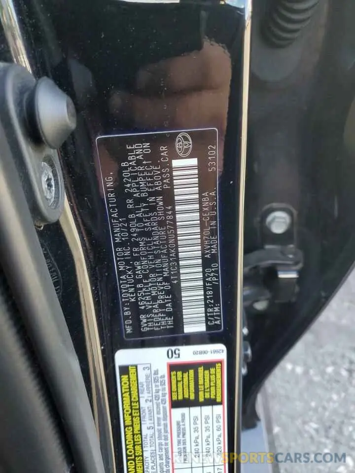 12 Фотография поврежденного автомобиля 4T1C31AK0NU577844 TOYOTA CAMRY 2022