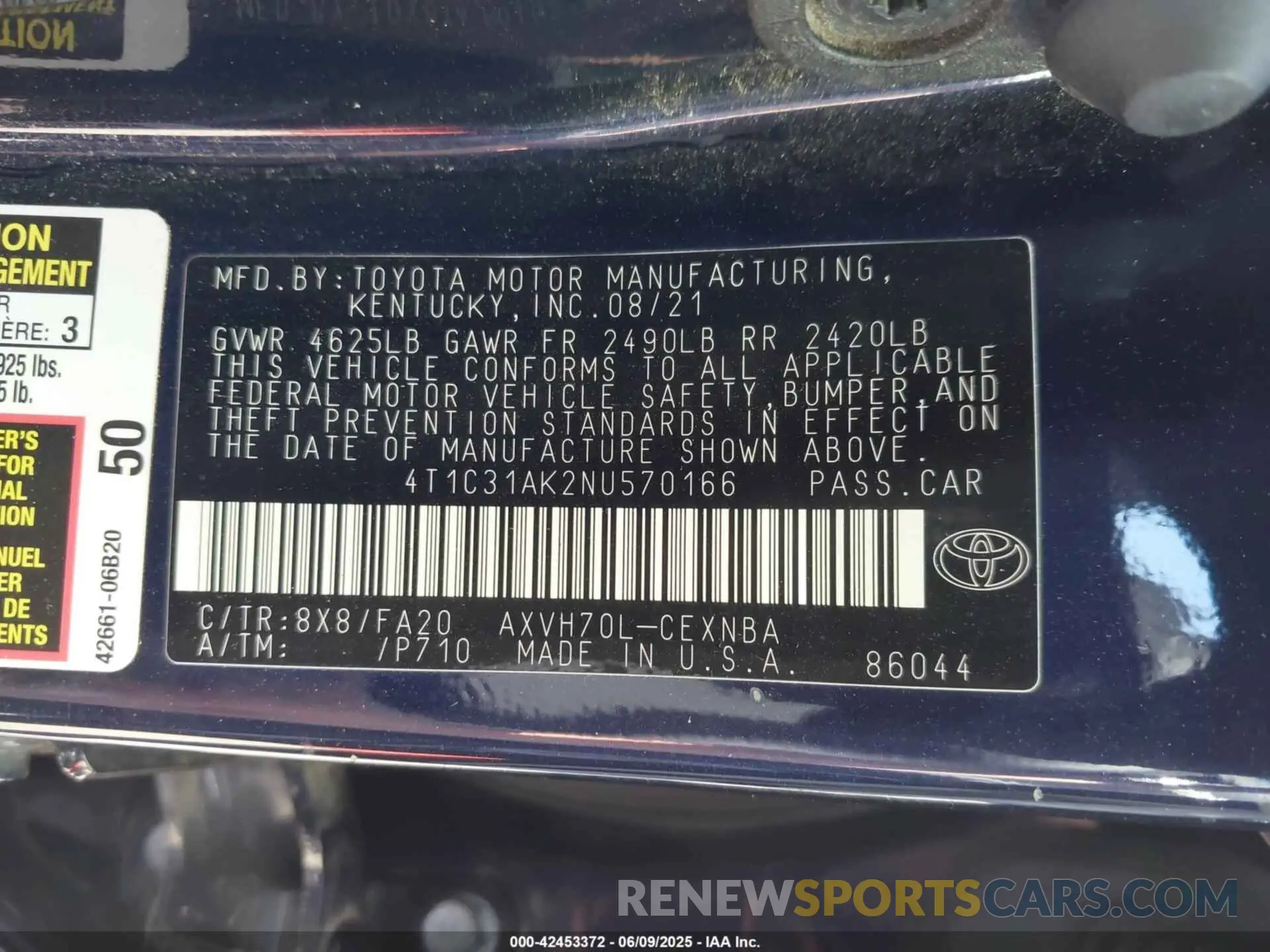 9 Photograph of a damaged car 4T1C31AK2NU570166 TOYOTA CAMRY 2022