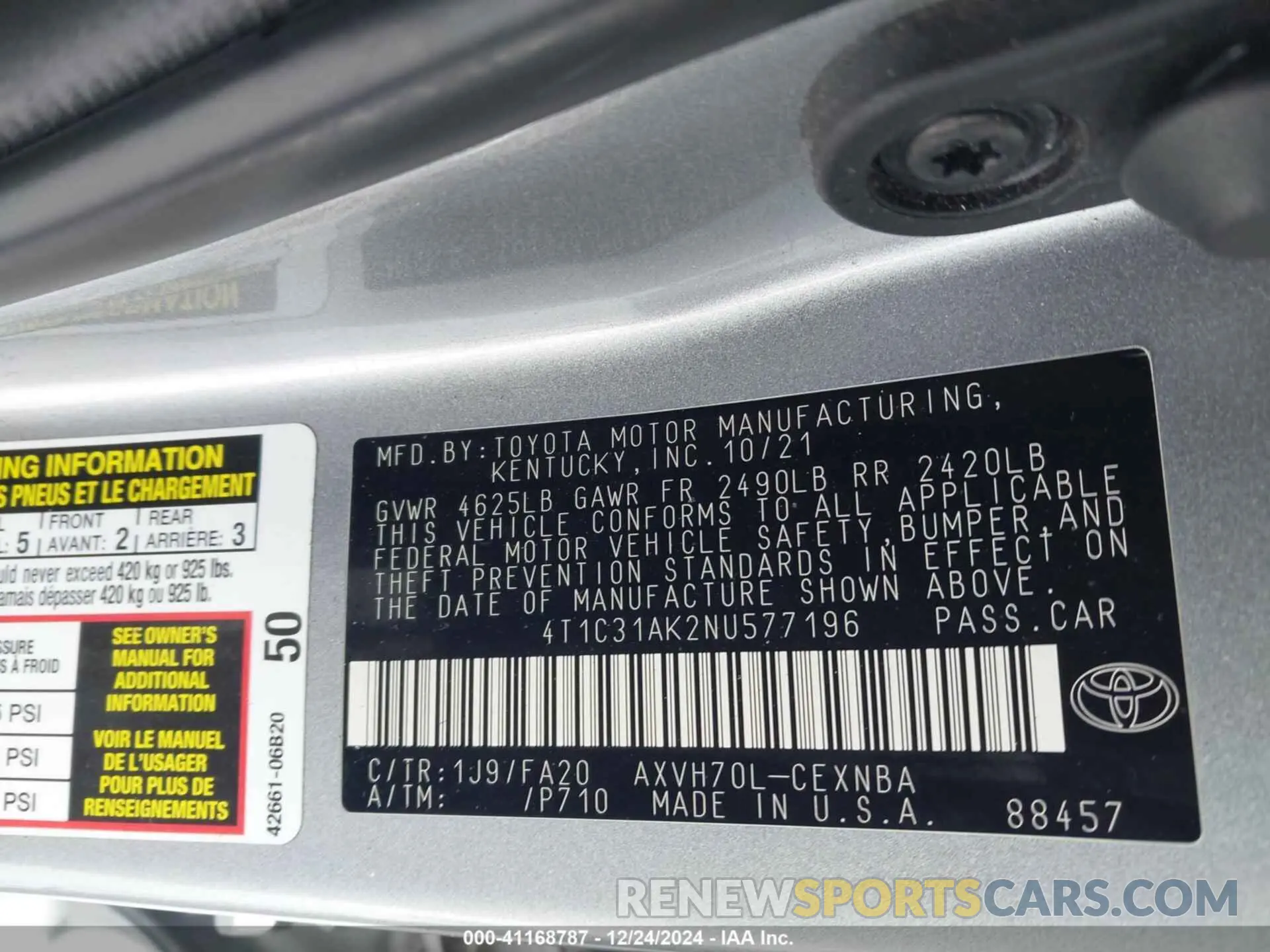 8 Фотография поврежденного автомобиля 4T1C31AK2NU577196 TOYOTA CAMRY 2022