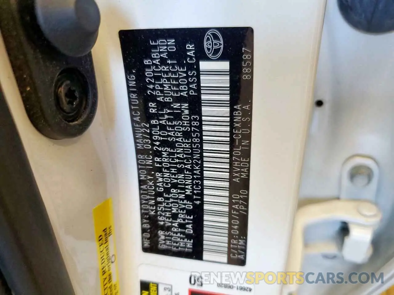 13 Фотография поврежденного автомобиля 4T1C31AK2NU585783 TOYOTA CAMRY 2022