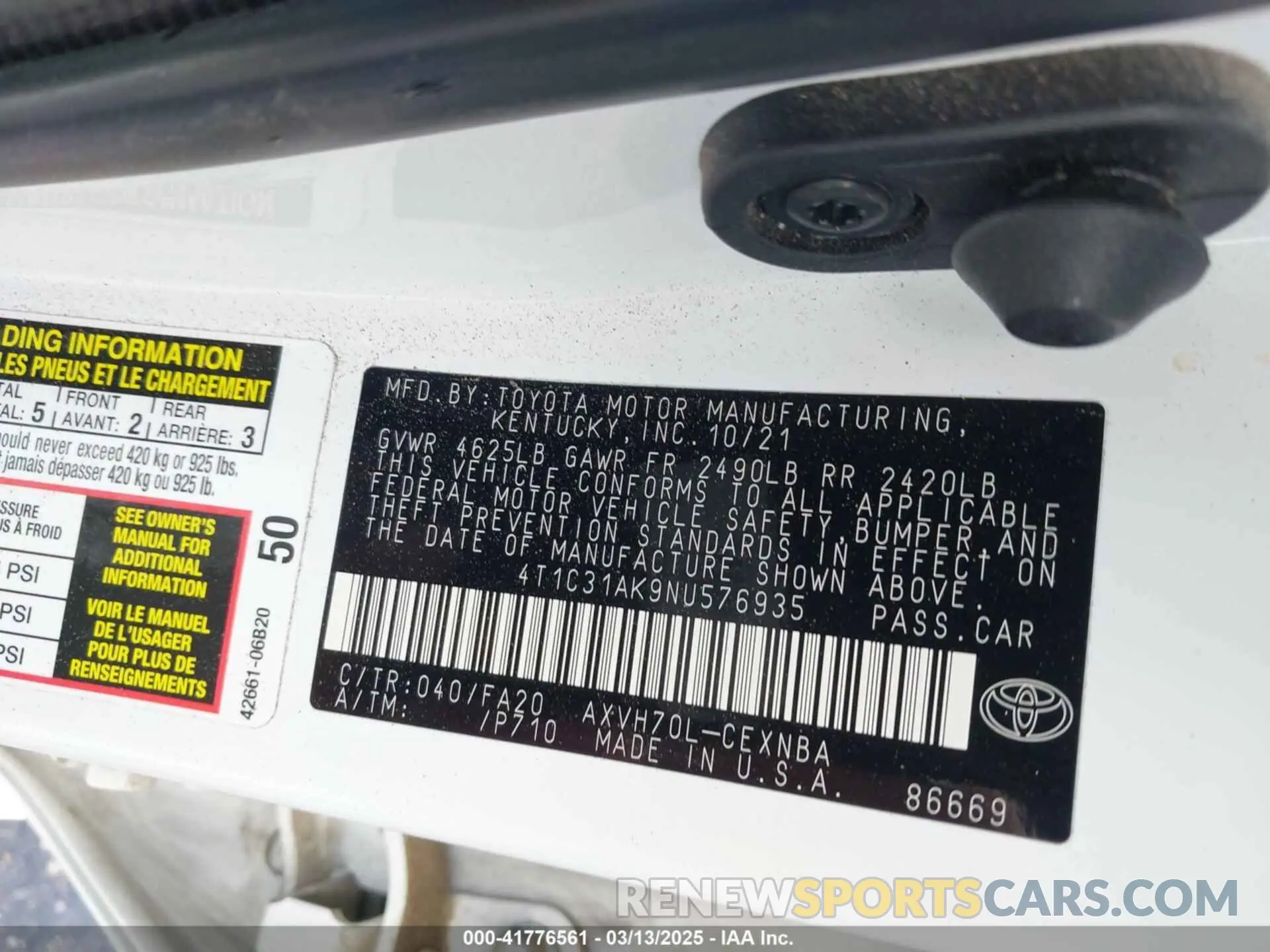 9 Фотография поврежденного автомобиля 4T1C31AK9NU576935 TOYOTA CAMRY 2022