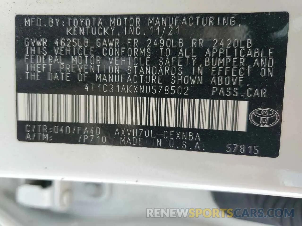 13 Фотография поврежденного автомобиля 4T1C31AKXNU578502 TOYOTA CAMRY 2022