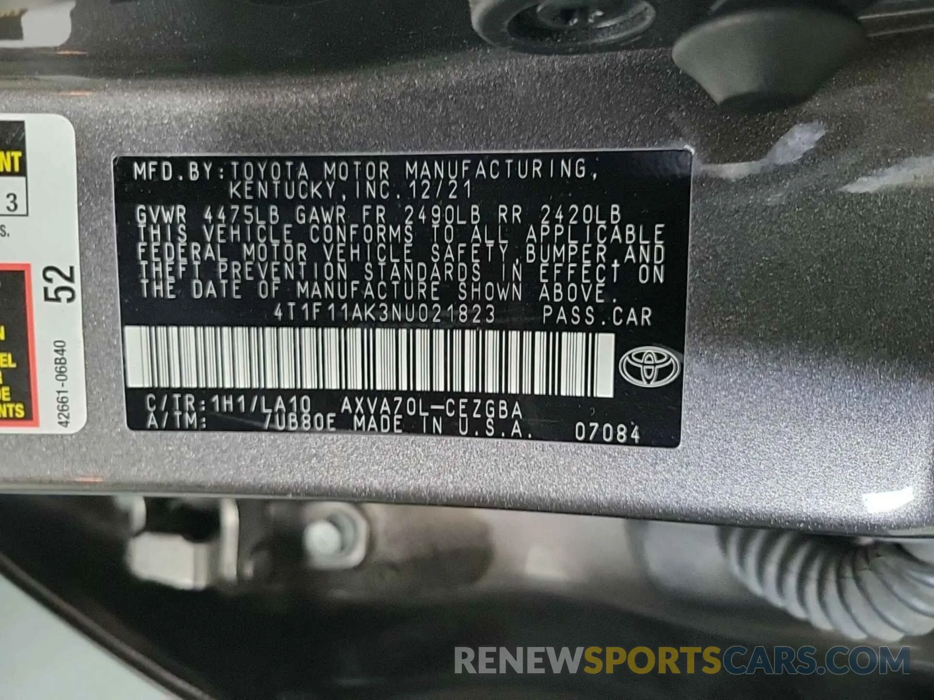 12 Фотография поврежденного автомобиля 4T1F11AK3NU021823 TOYOTA CAMRY 2022