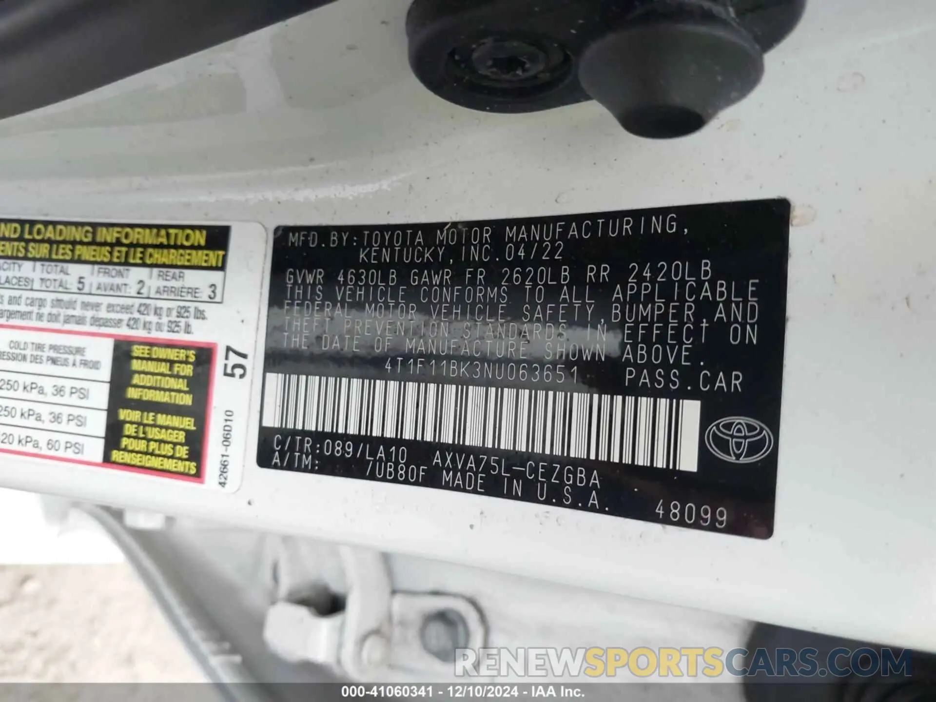 9 Photograph of a damaged car 4T1F11BK3NU063651 TOYOTA CAMRY 2022