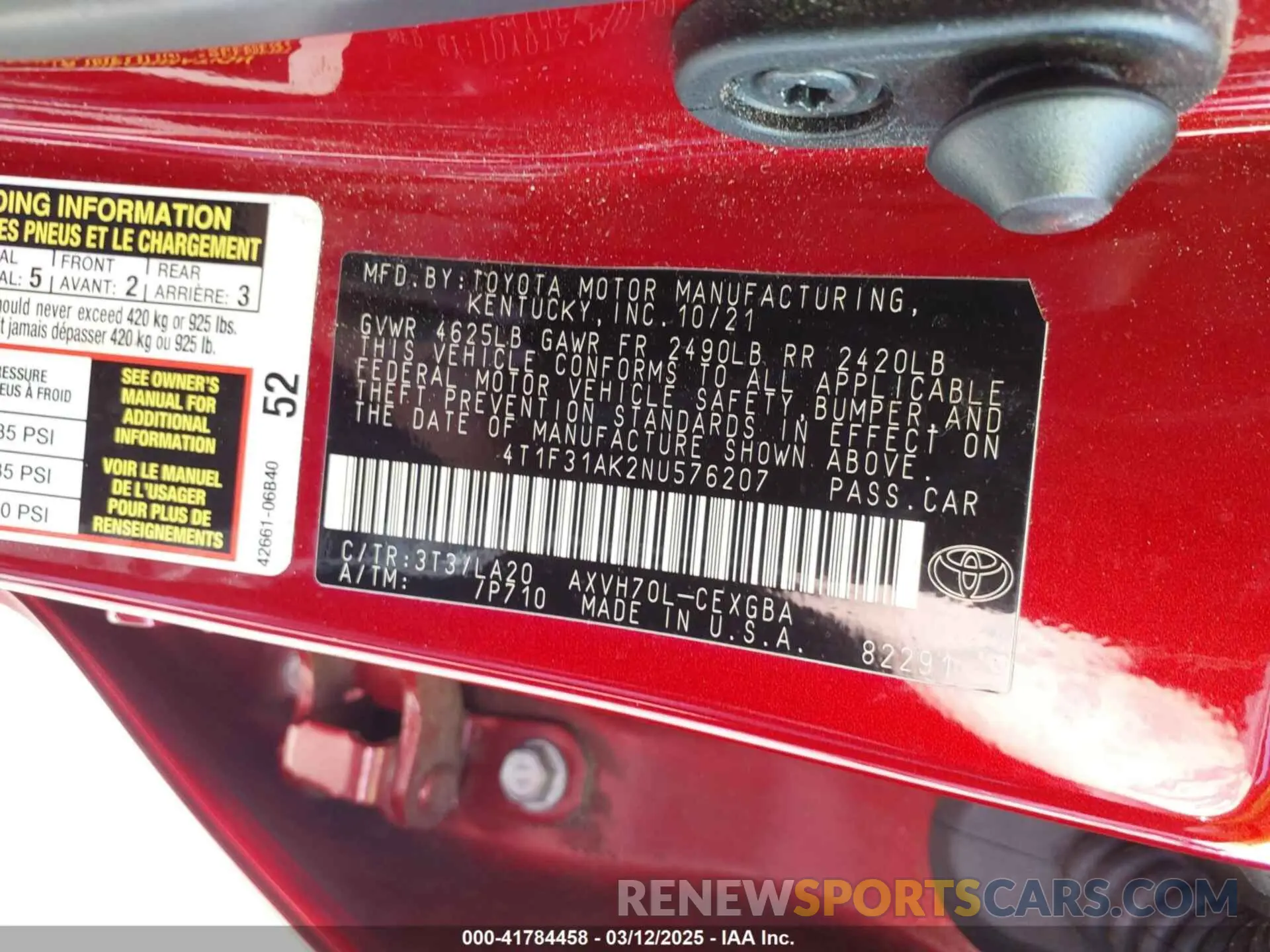 9 Photograph of a damaged car 4T1F31AK2NU576207 TOYOTA CAMRY 2022