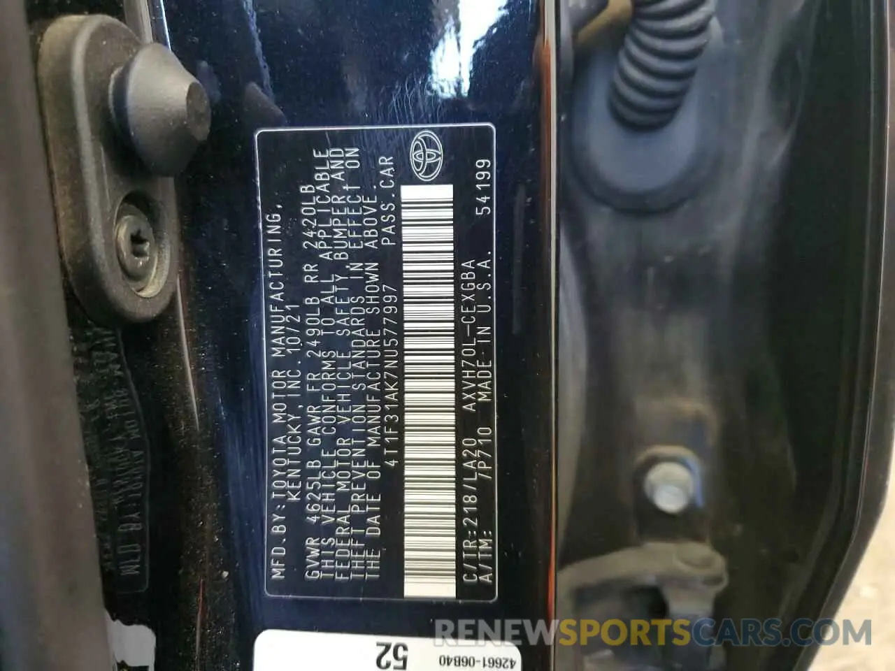 13 Фотография поврежденного автомобиля 4T1F31AK7NU577997 TOYOTA CAMRY 2022
