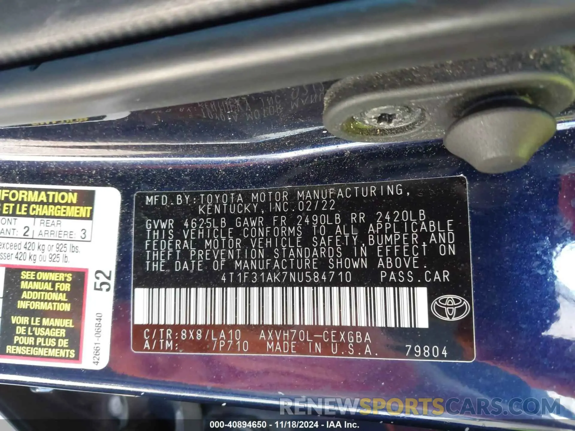9 Photograph of a damaged car 4T1F31AK7NU584710 TOYOTA CAMRY 2022