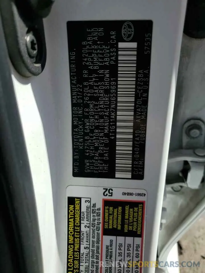 13 Фотография поврежденного автомобиля 4T1G11AK7NU659691 TOYOTA CAMRY 2022