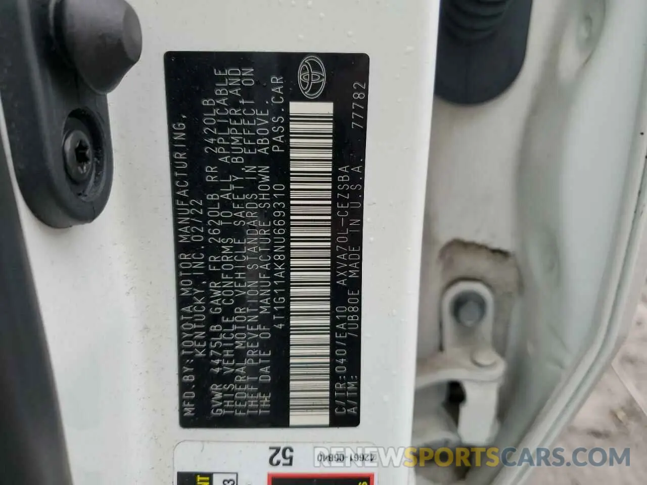 13 Фотография поврежденного автомобиля 4T1G11AK8NU669310 TOYOTA CAMRY 2022