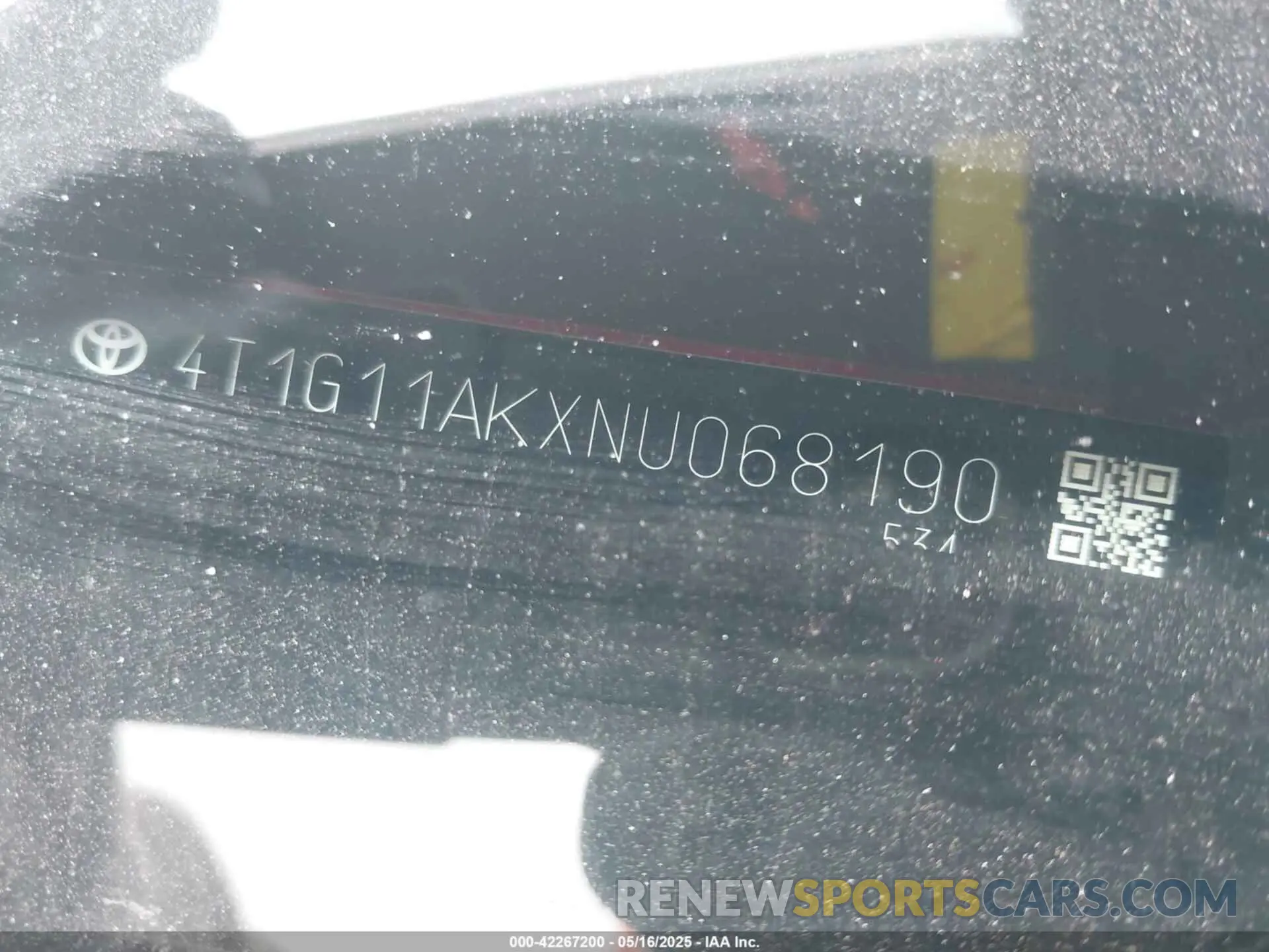 9 Фотография поврежденного автомобиля 4T1G11AKXNU068190 TOYOTA CAMRY 2022