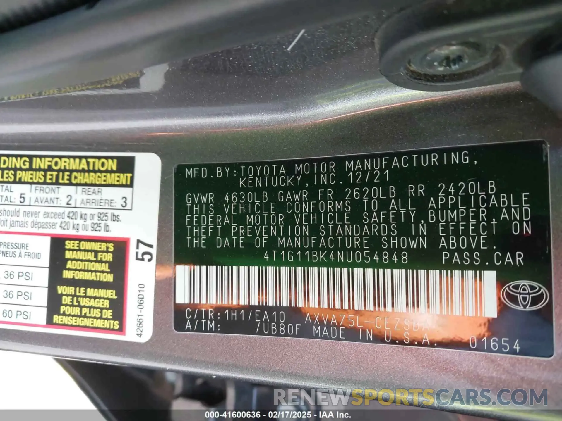 9 Фотография поврежденного автомобиля 4T1G11BK4NU054848 TOYOTA CAMRY 2022