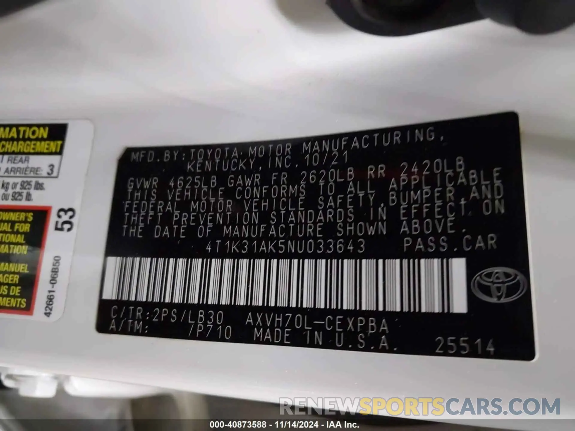 9 Photograph of a damaged car 4T1K31AK5NU033643 TOYOTA CAMRY 2022