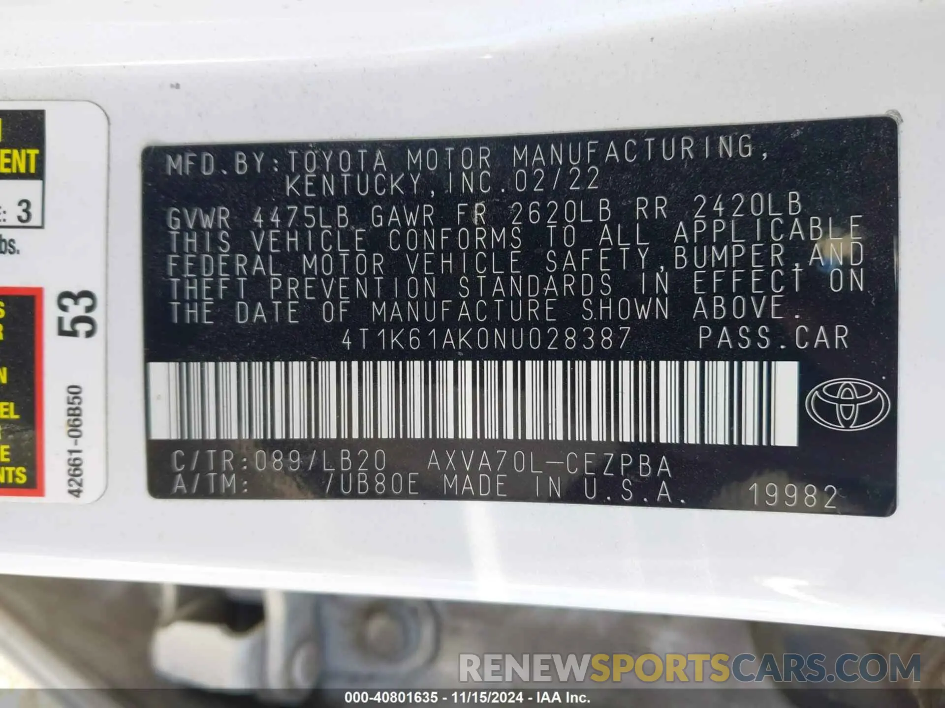 9 Photograph of a damaged car 4T1K61AK0NU028387 TOYOTA CAMRY 2022
