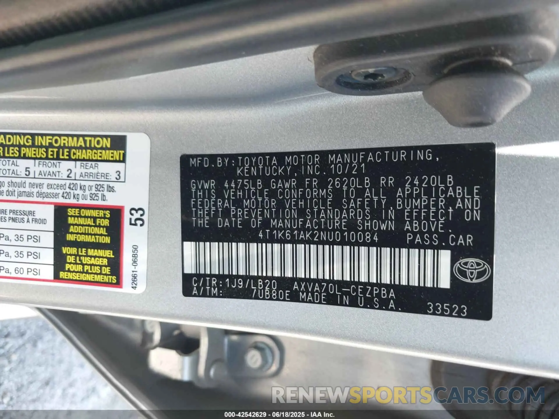 9 Photograph of a damaged car 4T1K61AK2NU010084 TOYOTA CAMRY 2022