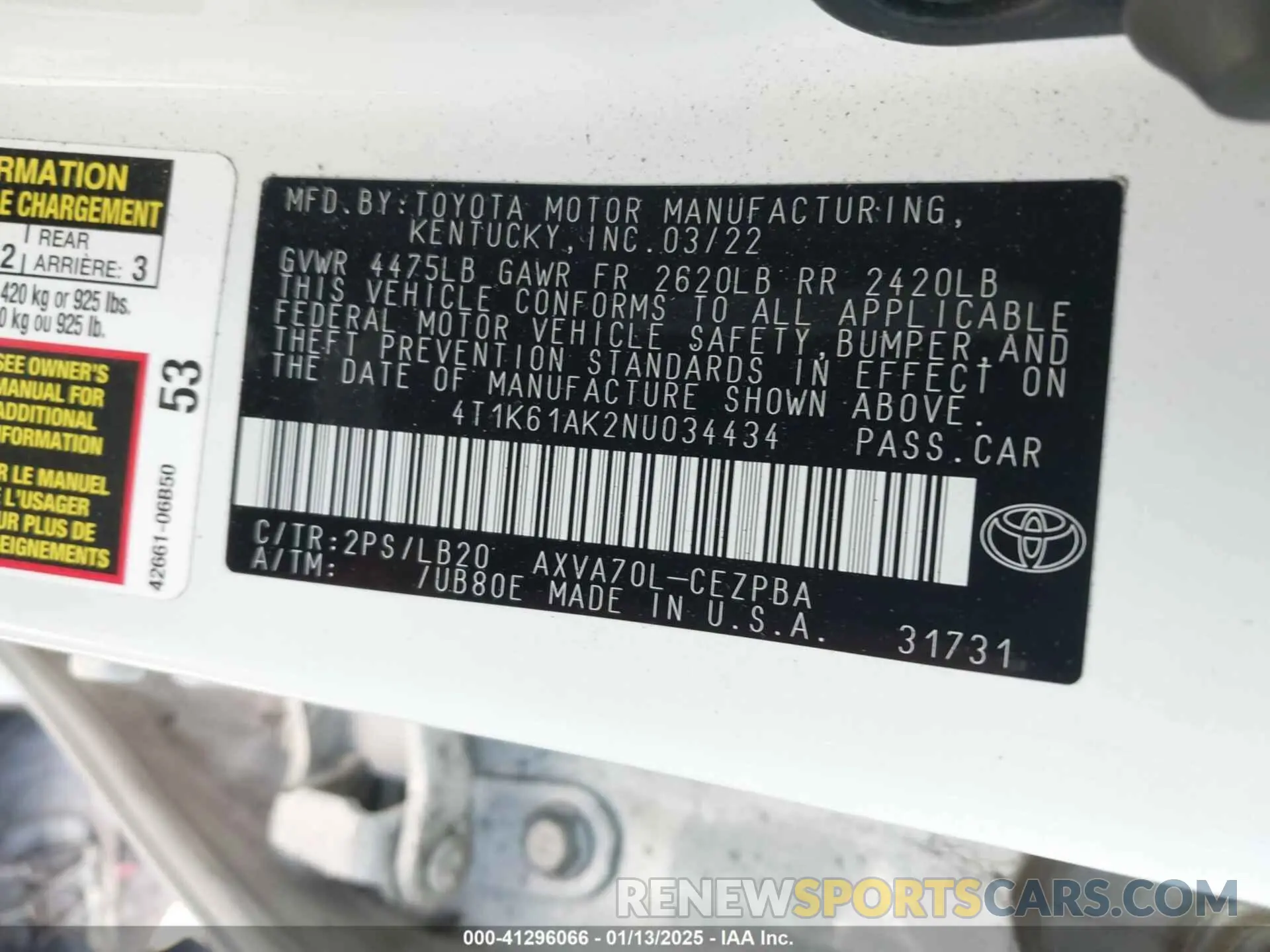 9 Фотография поврежденного автомобиля 4T1K61AK2NU034434 TOYOTA CAMRY 2022