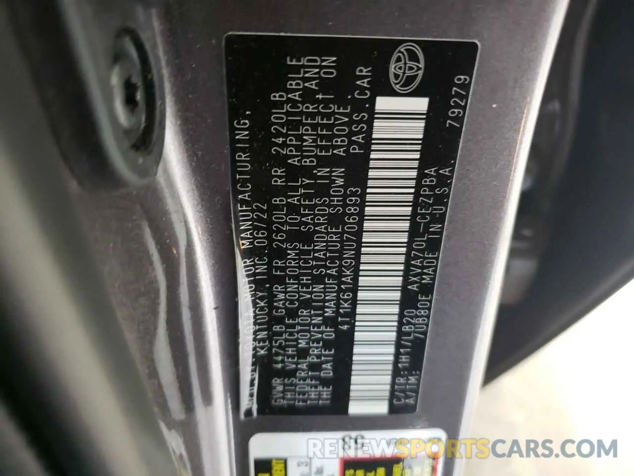 12 Фотография поврежденного автомобиля 4T1K61AK9NU706893 TOYOTA CAMRY 2022