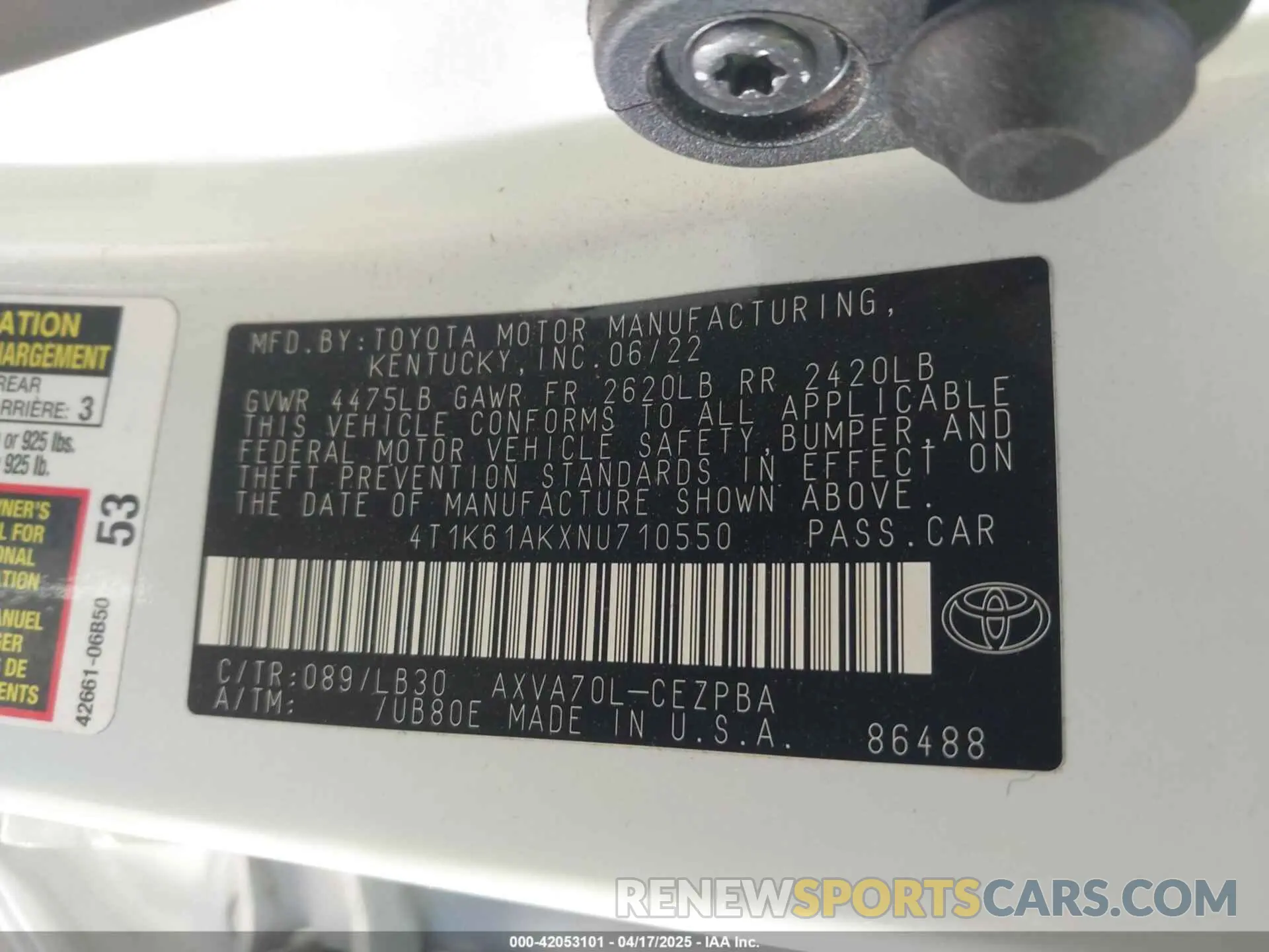 9 Photograph of a damaged car 4T1K61AKXNU710550 TOYOTA CAMRY 2022