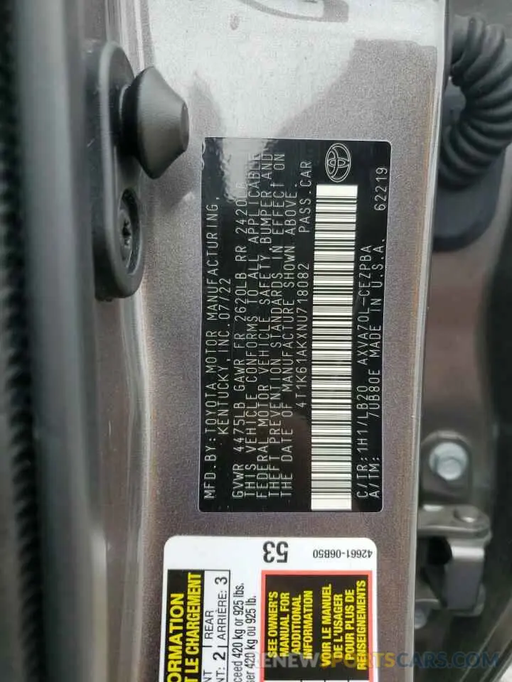 12 Фотография поврежденного автомобиля 4T1K61AKXNU718082 TOYOTA CAMRY 2022