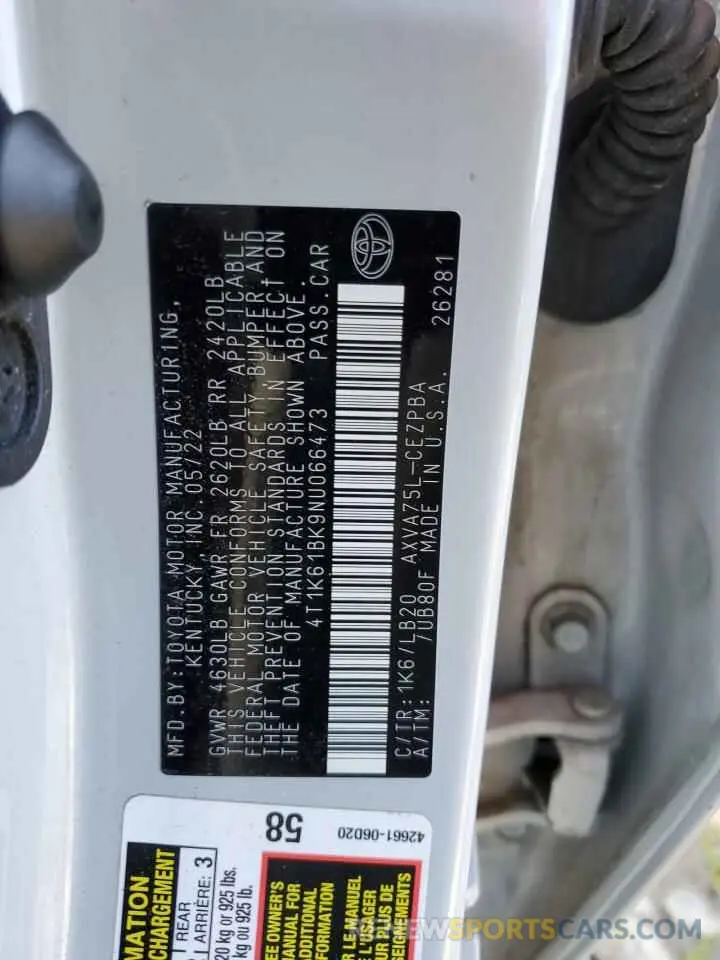 12 Photograph of a damaged car 4T1K61BK9NU066473 TOYOTA CAMRY 2022