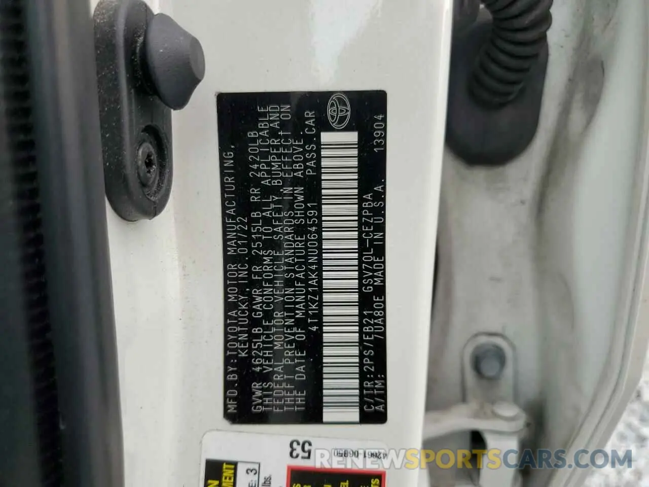 12 Фотография поврежденного автомобиля 4T1KZ1AK4NU064591 TOYOTA CAMRY 2022