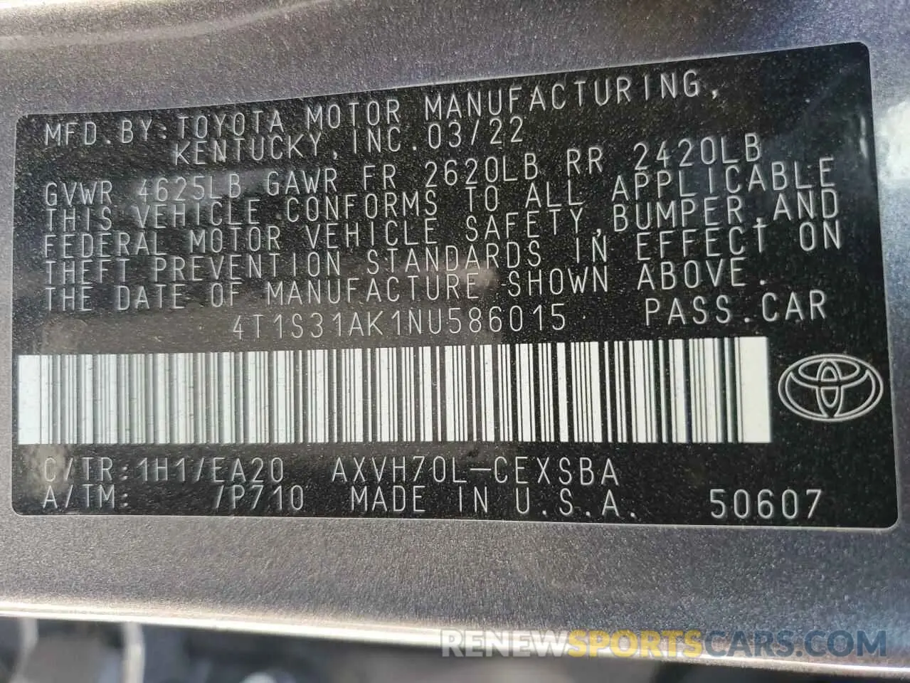 13 Фотография поврежденного автомобиля 4T1S31AK1NU586015 TOYOTA CAMRY 2022