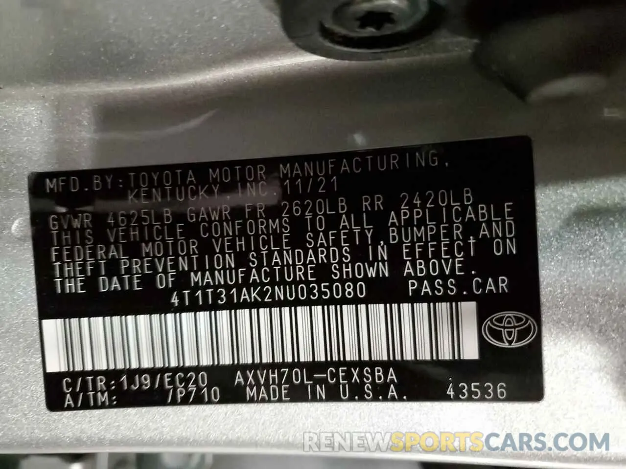 13 Фотография поврежденного автомобиля 4T1T31AK2NU035080 TOYOTA CAMRY 2022