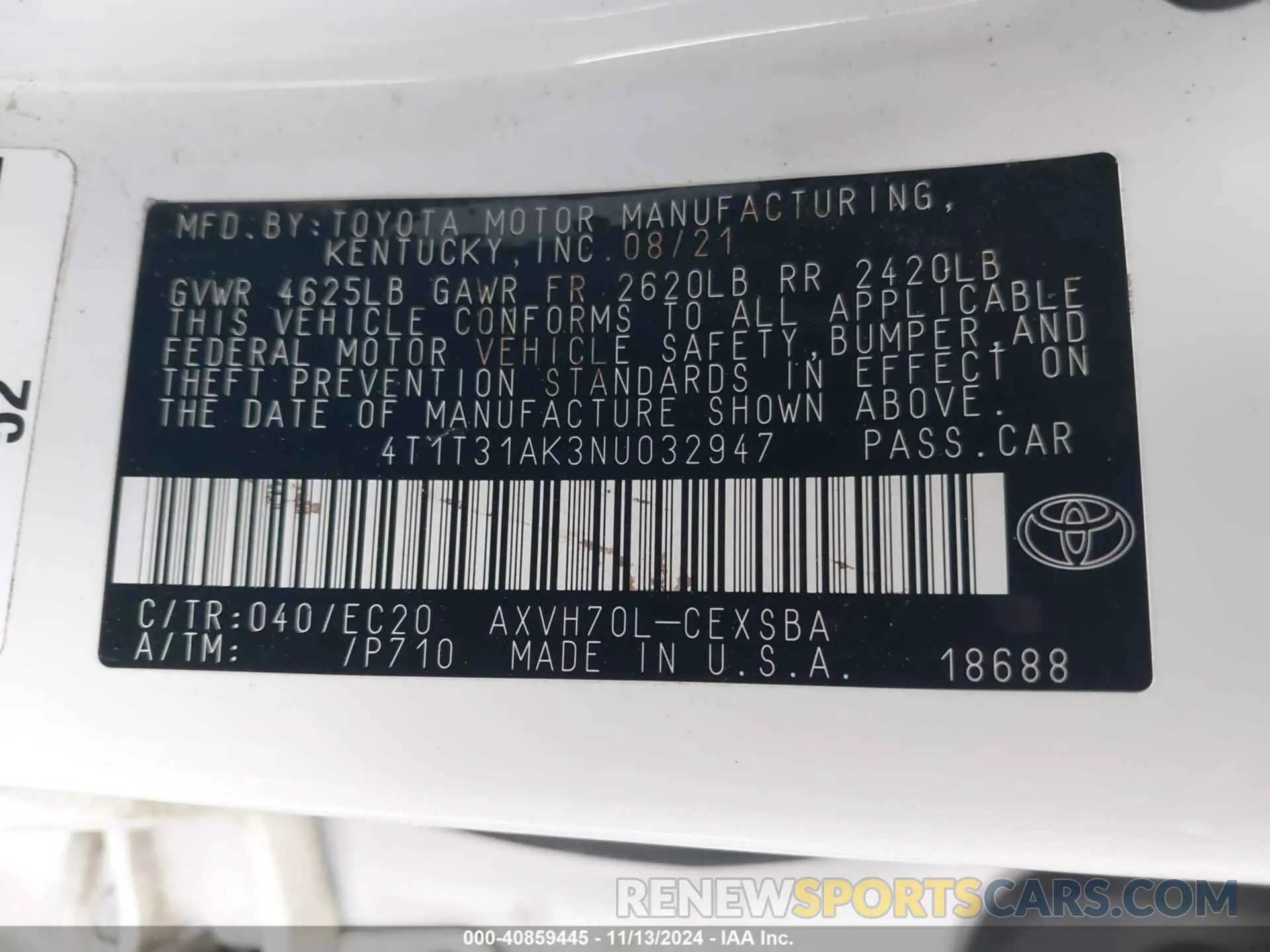 9 Фотография поврежденного автомобиля 4T1T31AK3NU032947 TOYOTA CAMRY 2022