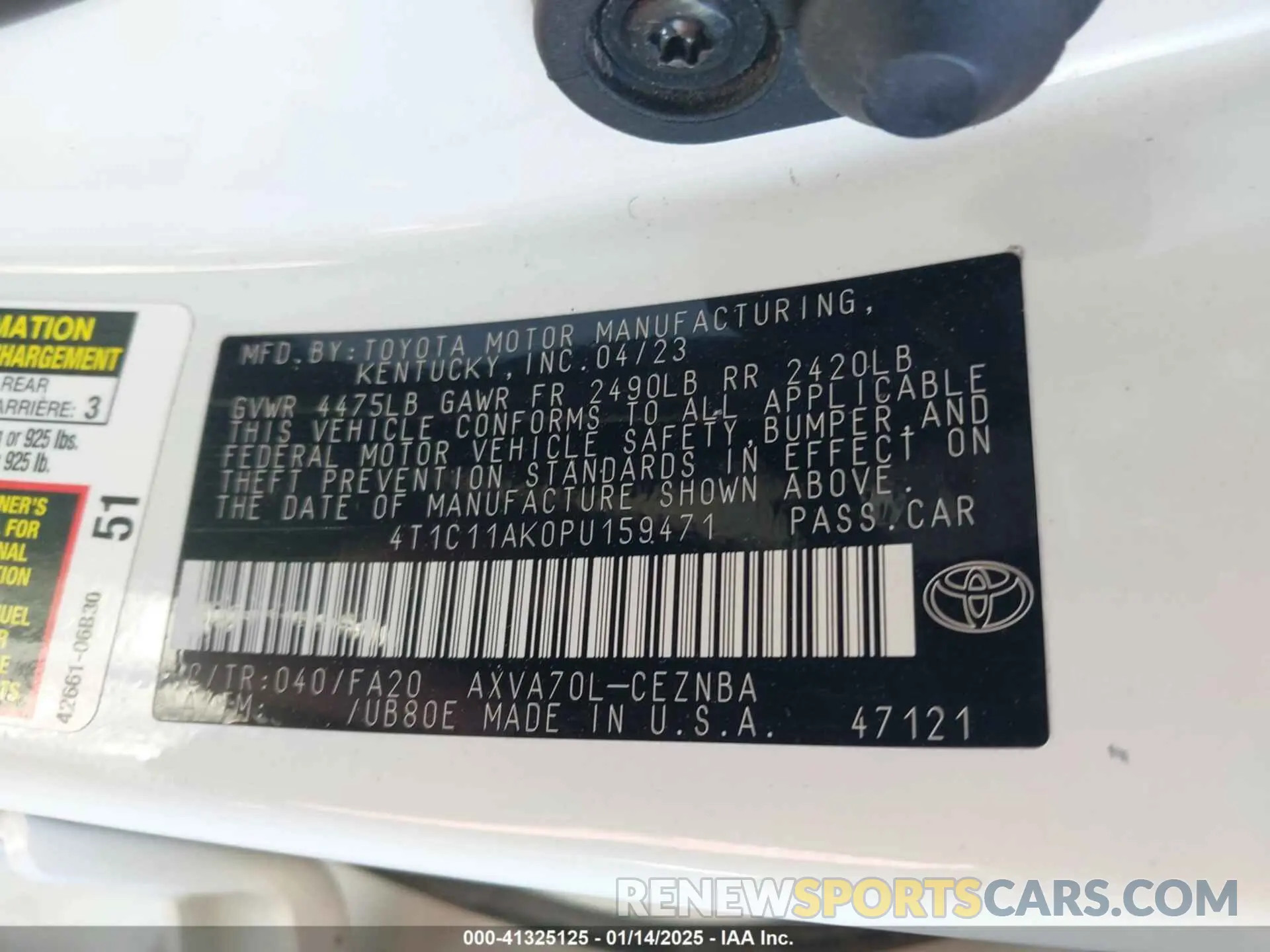 9 Фотография поврежденного автомобиля 4T1C11AK0PU159471 TOYOTA CAMRY 2023