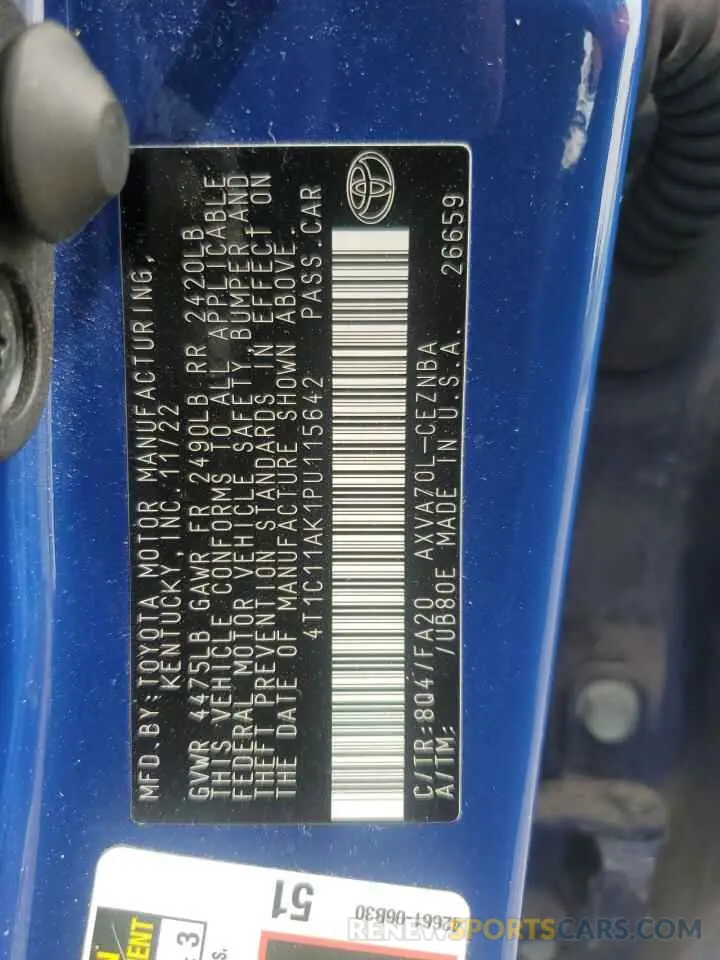 12 Фотография поврежденного автомобиля 4T1C11AK1PU115642 TOYOTA CAMRY 2023