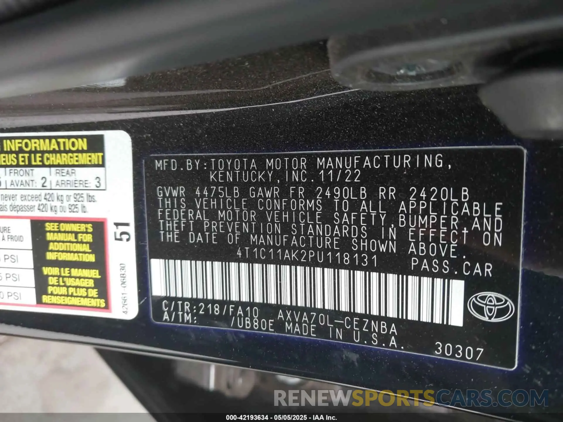 9 Фотография поврежденного автомобиля 4T1C11AK2P4118131 TOYOTA CAMRY 2023