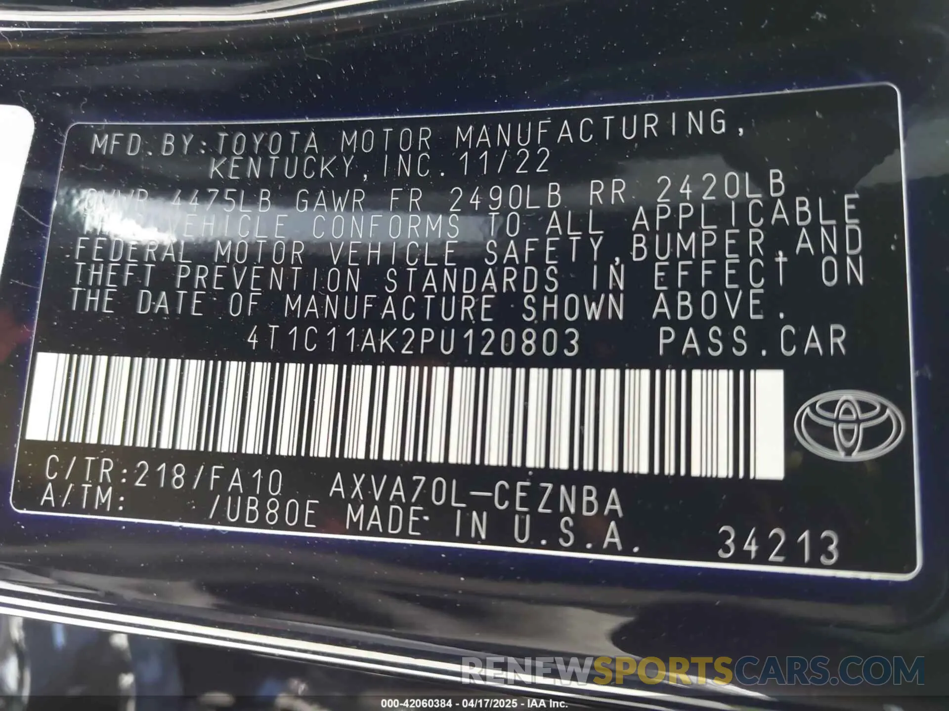 9 Фотография поврежденного автомобиля 4T1C11AK2PU120803 TOYOTA CAMRY 2023