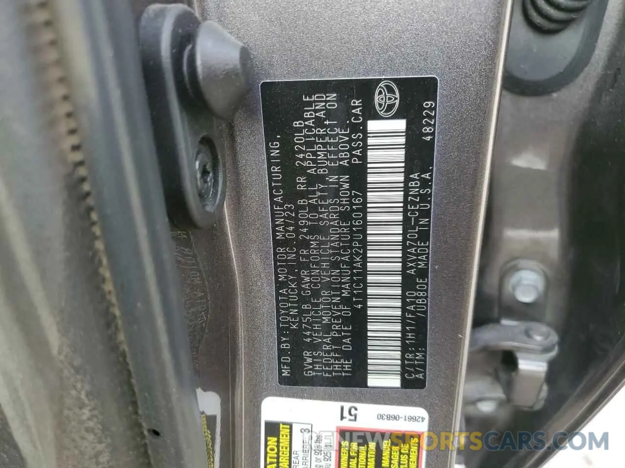 13 Photograph of a damaged car 4T1C11AK2PU160167 TOYOTA CAMRY 2023