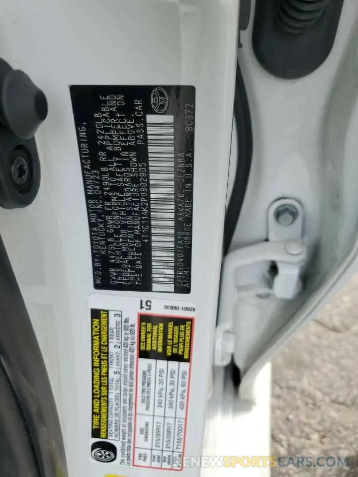 12 Photograph of a damaged car 4T1C11AK2PU802905 TOYOTA CAMRY 2023