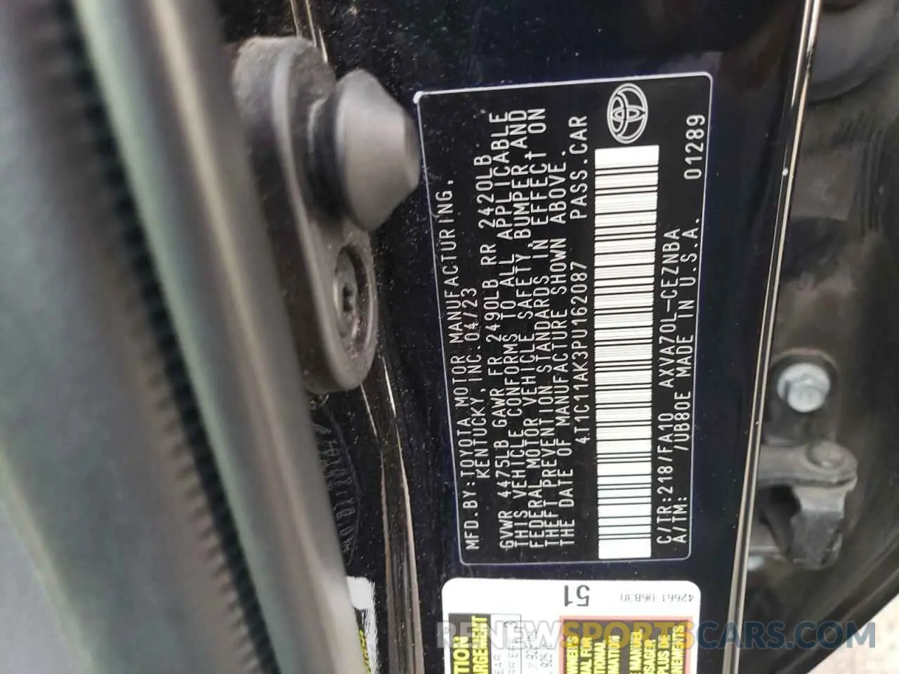 12 Фотография поврежденного автомобиля 4T1C11AK3PU162087 TOYOTA CAMRY 2023