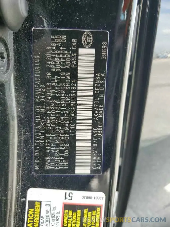 12 Фотография поврежденного автомобиля 4T1C11AK4PU154824 TOYOTA CAMRY 2023