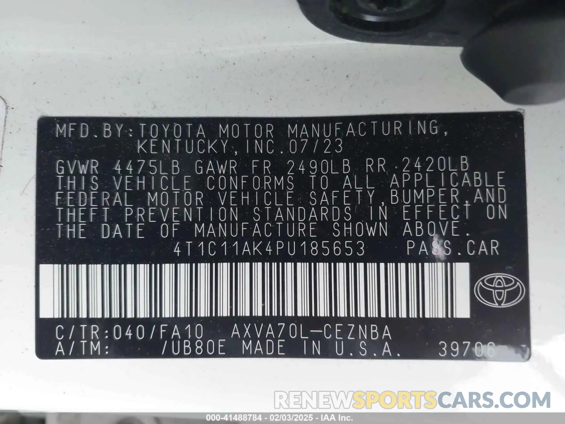 9 Фотография поврежденного автомобиля 4T1C11AK4PU185653 TOYOTA CAMRY 2023