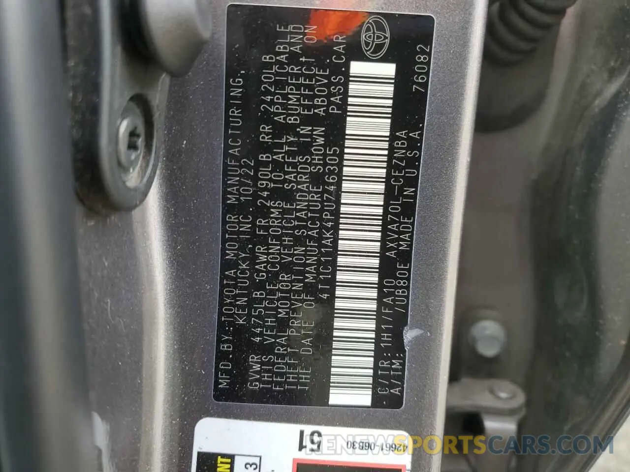 14 Фотография поврежденного автомобиля 4T1C11AK4PU746305 TOYOTA CAMRY 2023