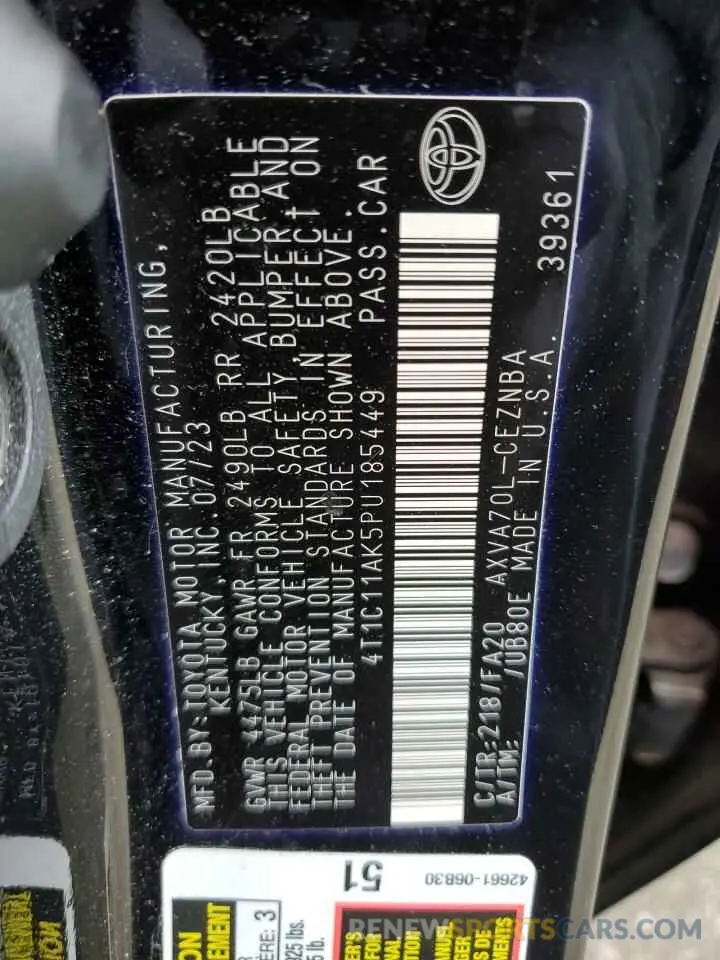 12 Фотография поврежденного автомобиля 4T1C11AK5PU185449 TOYOTA CAMRY 2023