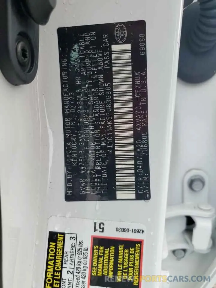 14 Photograph of a damaged car 4T1C11AK5PU836885 TOYOTA CAMRY 2023
