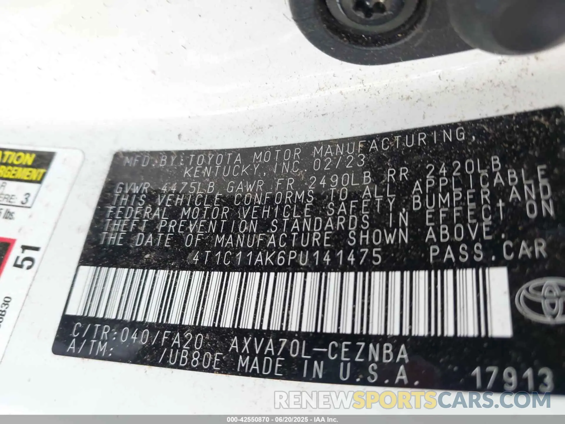 9 Фотография поврежденного автомобиля 4T1C11AK6PU141475 TOYOTA CAMRY 2023