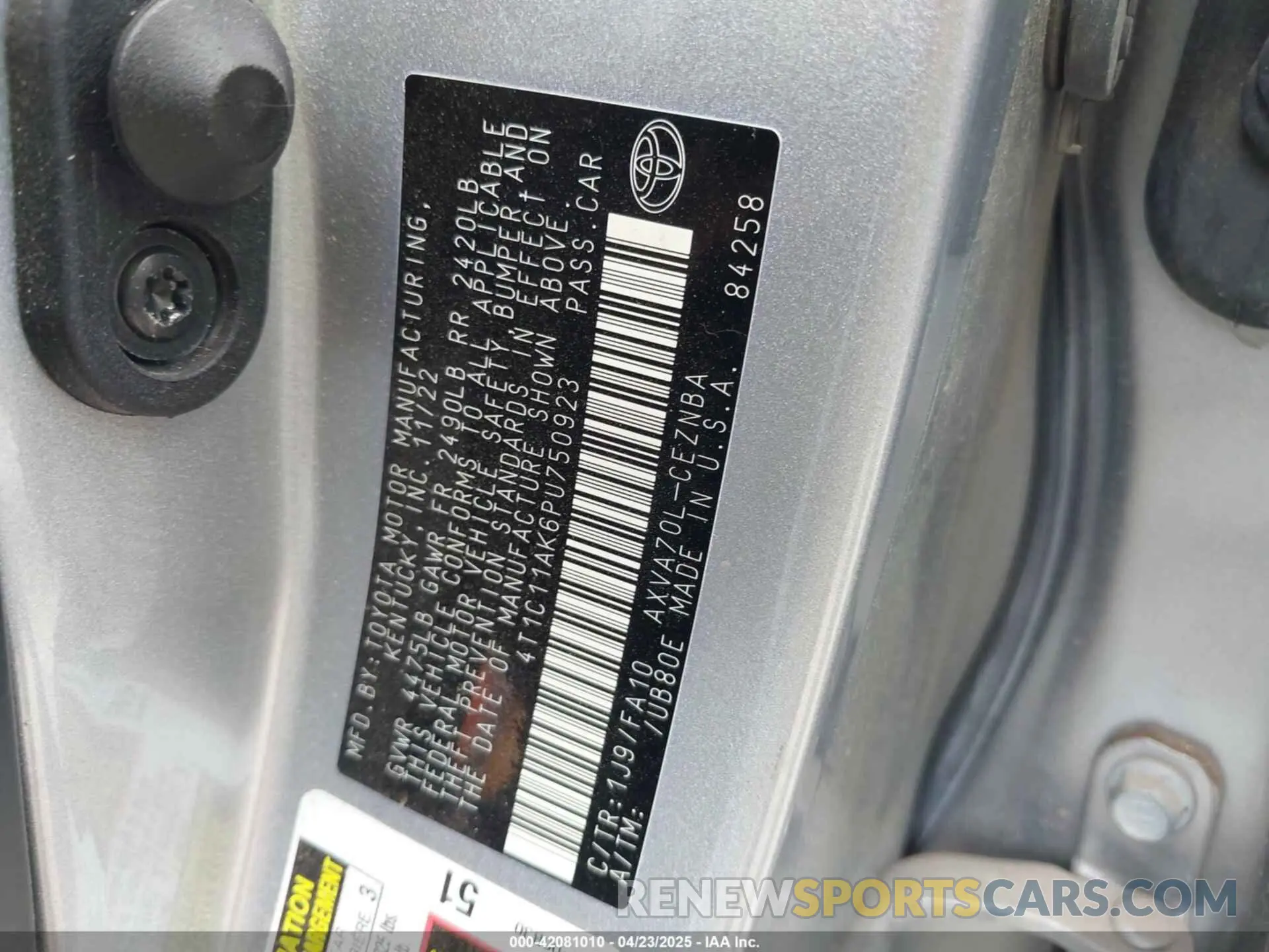 9 Фотография поврежденного автомобиля 4T1C11AK6PU750923 TOYOTA CAMRY 2023