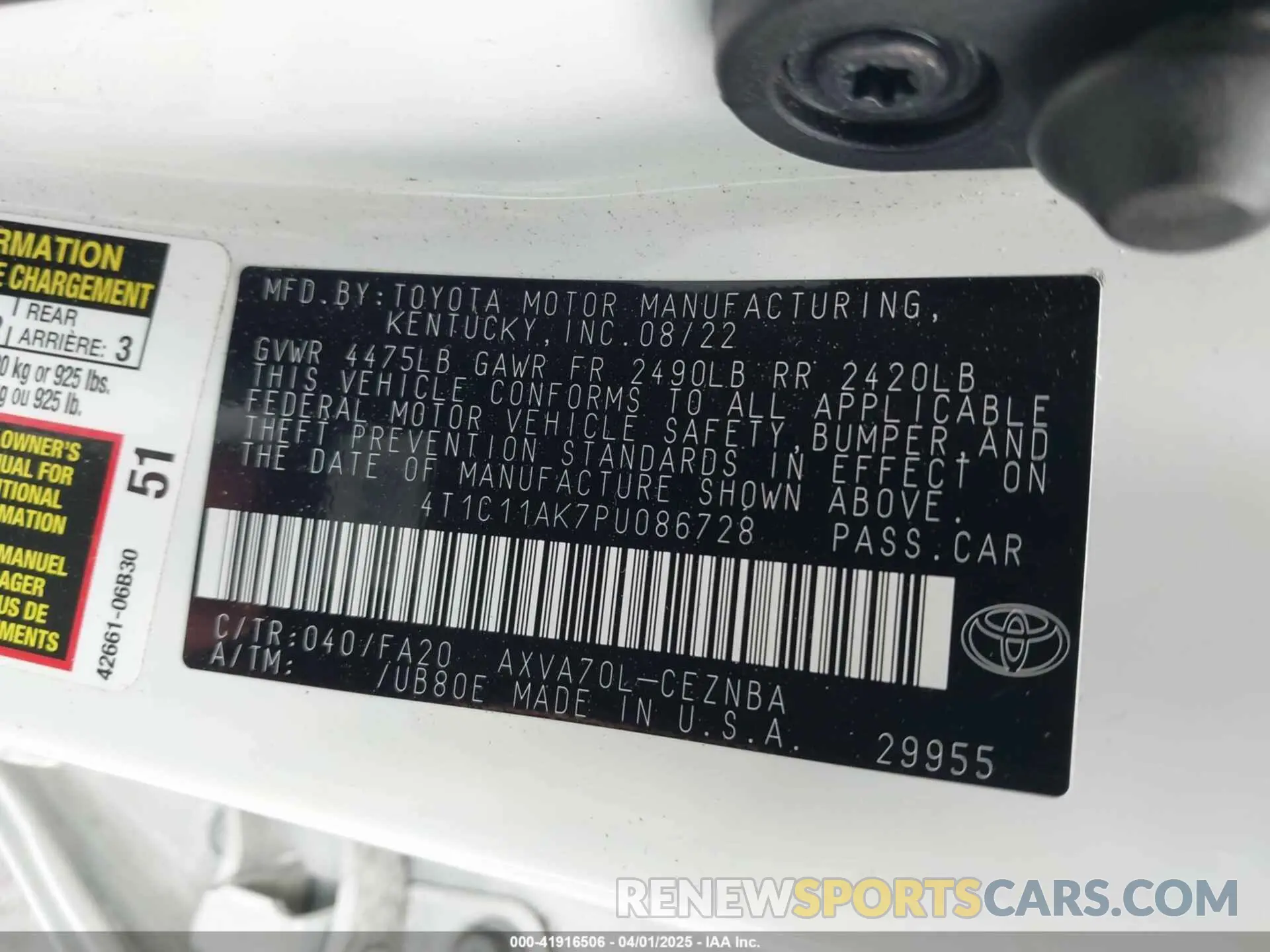 9 Photograph of a damaged car 4T1C11AK7PU086728 TOYOTA CAMRY 2023