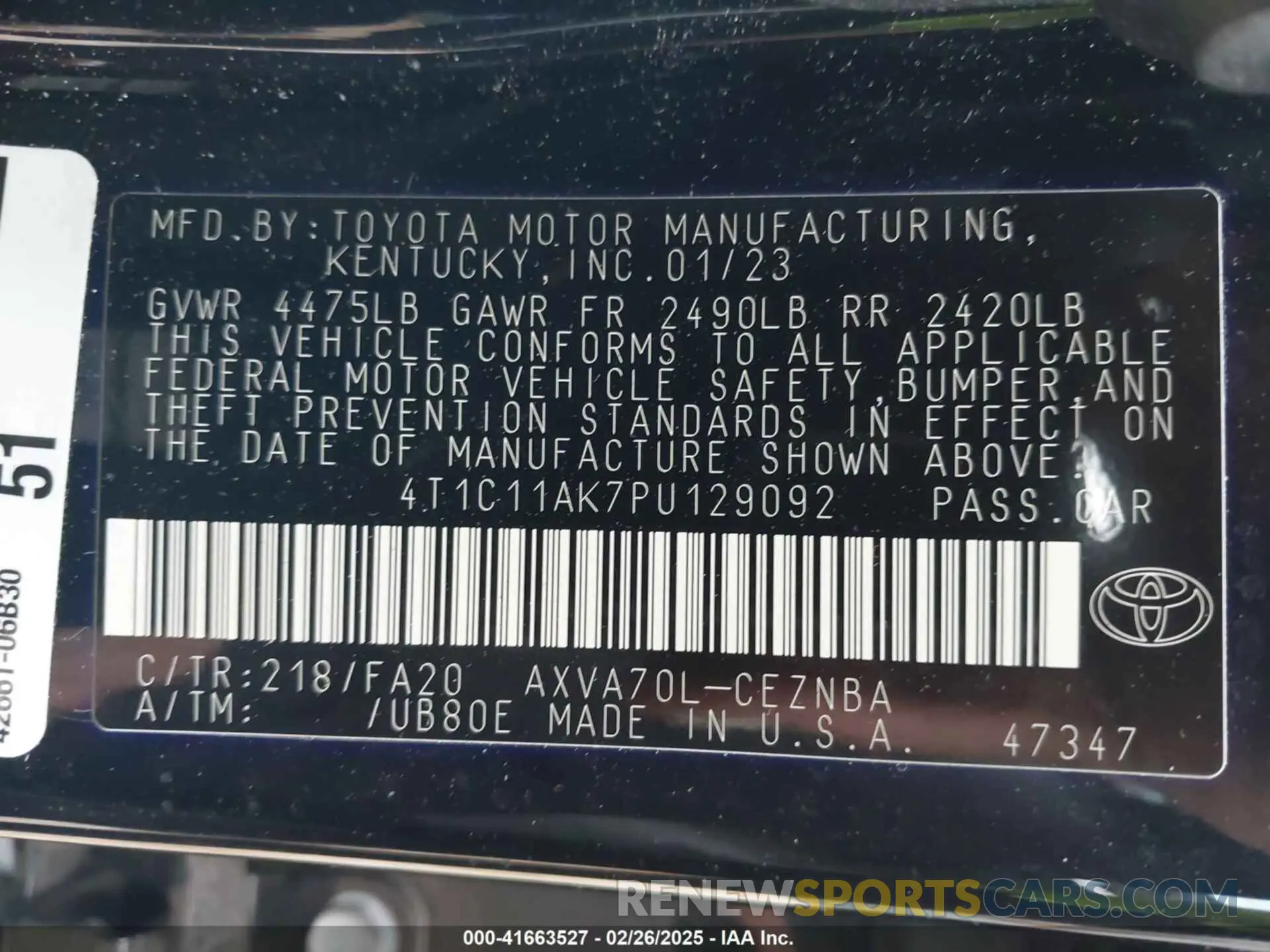 9 Photograph of a damaged car 4T1C11AK7PU129092 TOYOTA CAMRY 2023