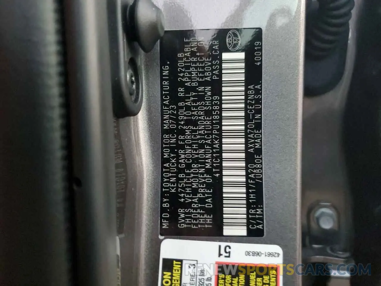 13 Фотография поврежденного автомобиля 4T1C11AK7PU185839 TOYOTA CAMRY 2023